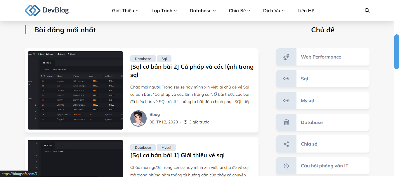 Dự án website blog