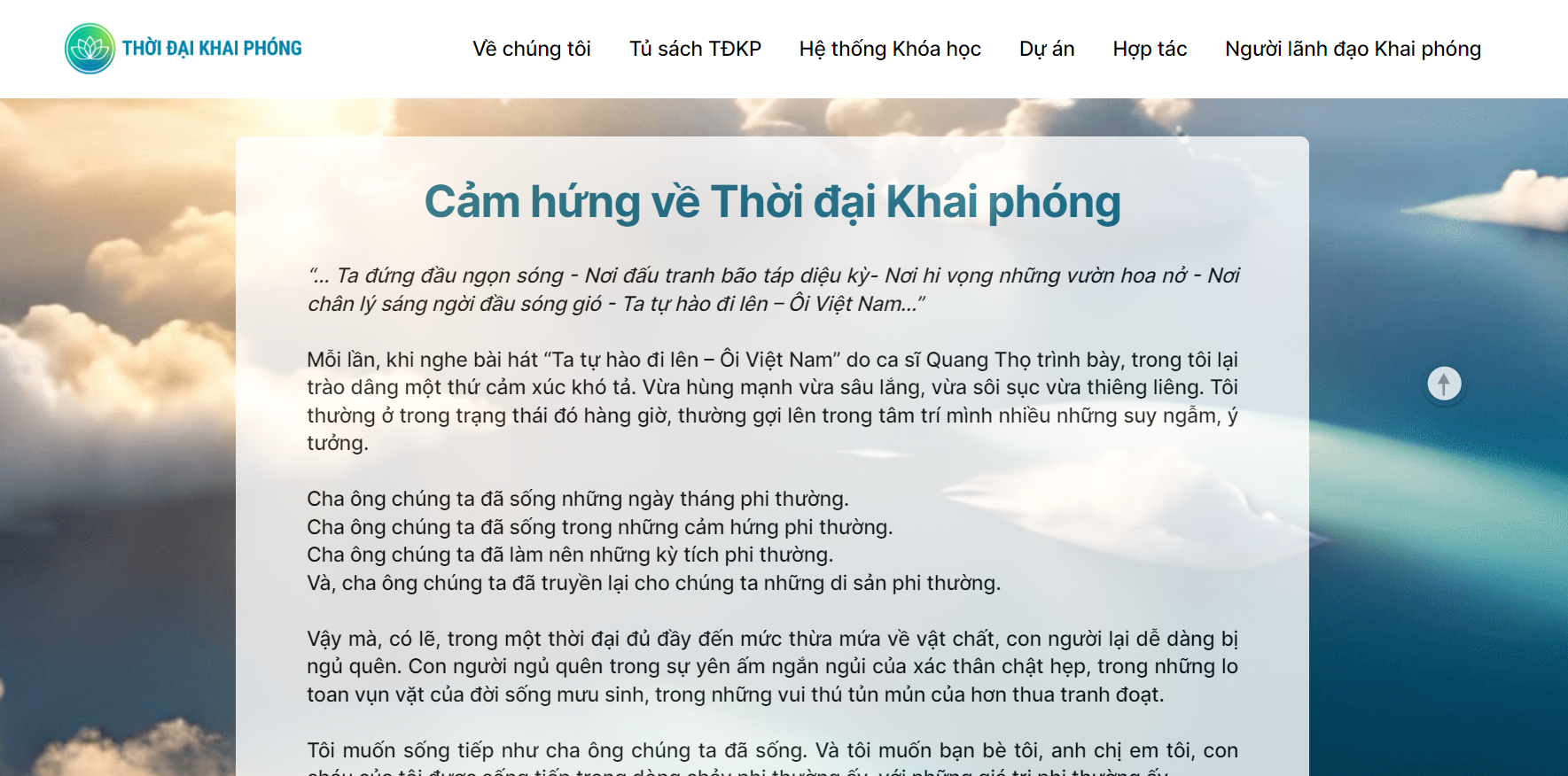 Dự án website giới thiệu Thời Đại Khai Phóng