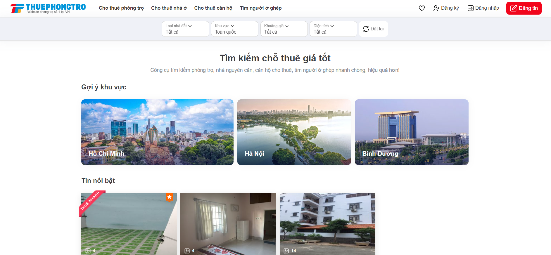 Dự án website cho thuê phòng trọ